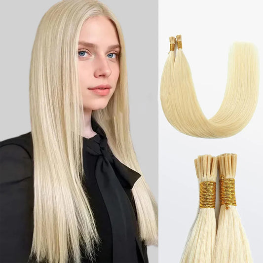 I - Tip Hair Extensions Natural Remy Human Hair (#613 Lightest Blonde )
