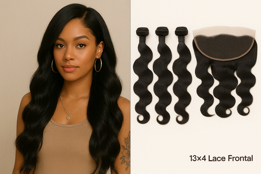 3 Body Wave Hair Bundles with 1 - HD Lace  Frontal (13x4)