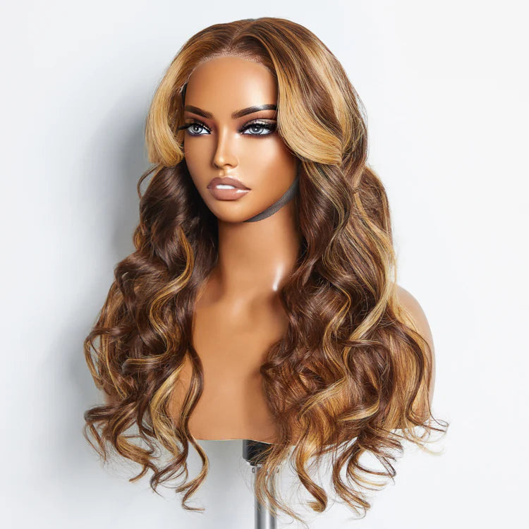 Glueless Kay      Lace Wig - 5"x5" Body Wavy Wear & Go Glueless #4/27 Lace Closure Wig-100% Human Hair - 24 Inches Body Wavy Wear & Lace Closure Wig-100% Human Hair