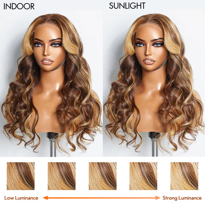 Glueless Kay      Lace Wig - 5"x5" Body Wavy Wear & Go Glueless #4/27 Lace Closure Wig-100% Human Hair - 24 Inches Body Wavy Wear & Lace Closure Wig-100% Human Hair