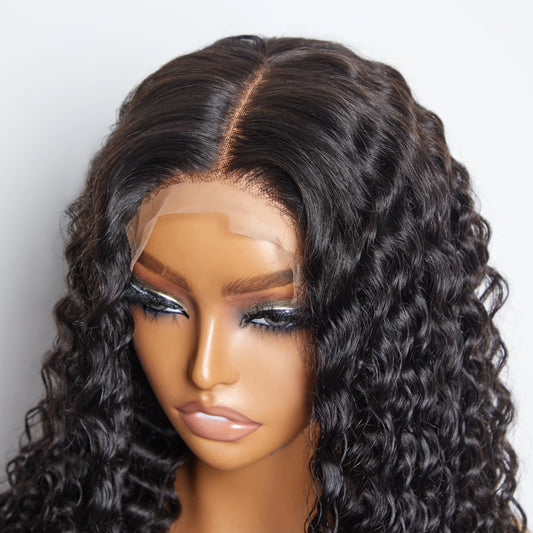 5x5 Glueless Lace Closure Wig 180% Density Deep Wave 18-32