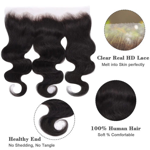 HD Lace Frontal - Straight Free Parted Frontal #1B Natural Black 13" x 4” HD Lace
