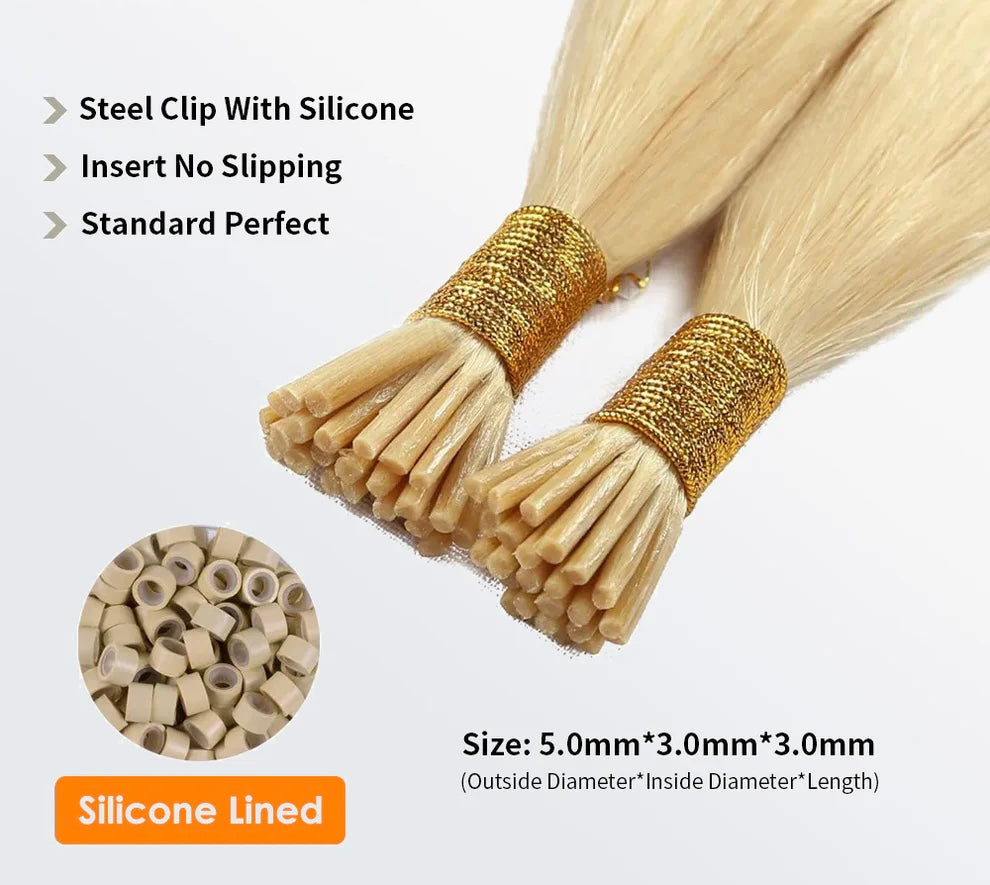 I - Tip Hair Extensions Natural Remy Human Hair (#613 Lightest Blonde )
