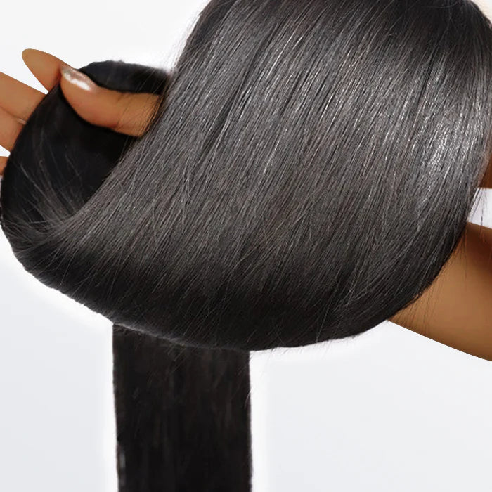 Bundle - Straight Virgin Brazilian Hair  #1B Natural Black     12-32 inches
