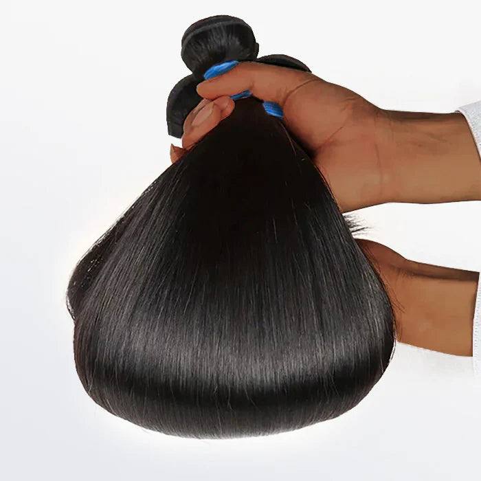 3  - Straight Hair  Bundles (11A Premium Brazilian) plus 1 - HD Lace Closure (4.5 x 4.5)